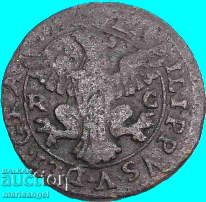 Италия 1701 3 цента пиколи Палермо Филип V (1701-1713)2,42г Италия 1701 3 цента пиколи Палермо Филип V (1701-1713)2,42г