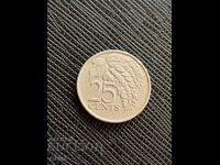 Trinidad and Tobago 25 cents, 1977