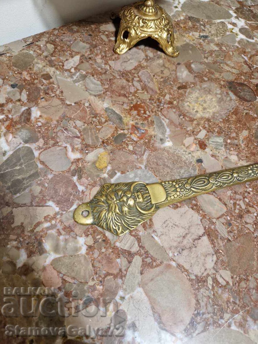 Great antique bronze English shoehorn - 5