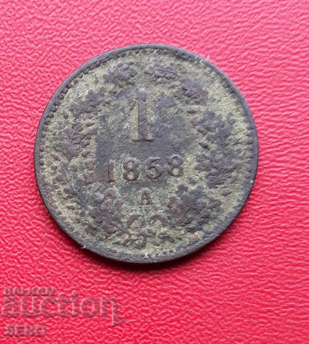 Austria-Hungary-1 kreuzer 1858 A Austria-Hungary-1 kreuzer 1858 A