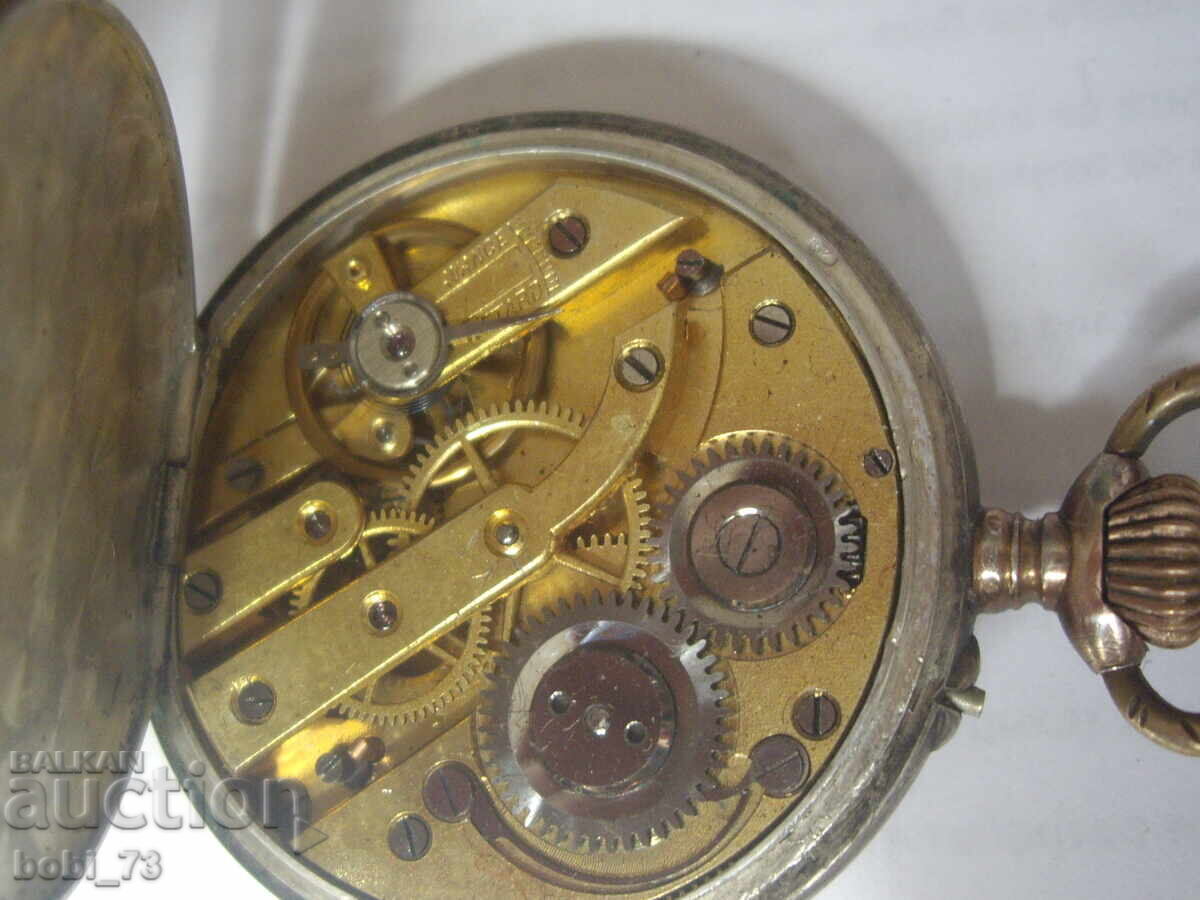 Стар джобен сребърен механичен часовник. - 6