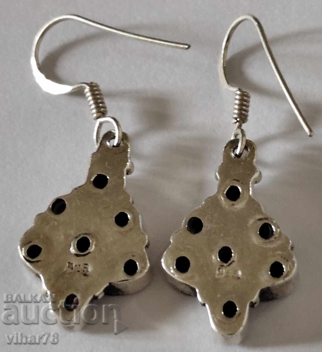 Vintage silver earrings with garnets - 5