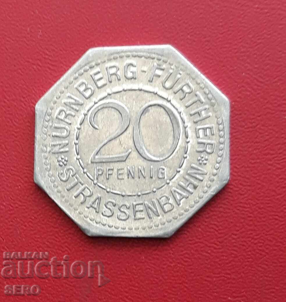Germania-Nürnberg-20 pfennig 1919-stare excelentă