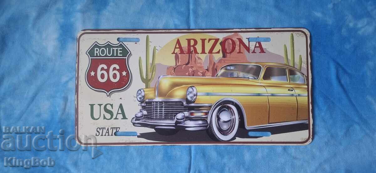 PLACUȚĂ METALICĂ "ROUTE 66"