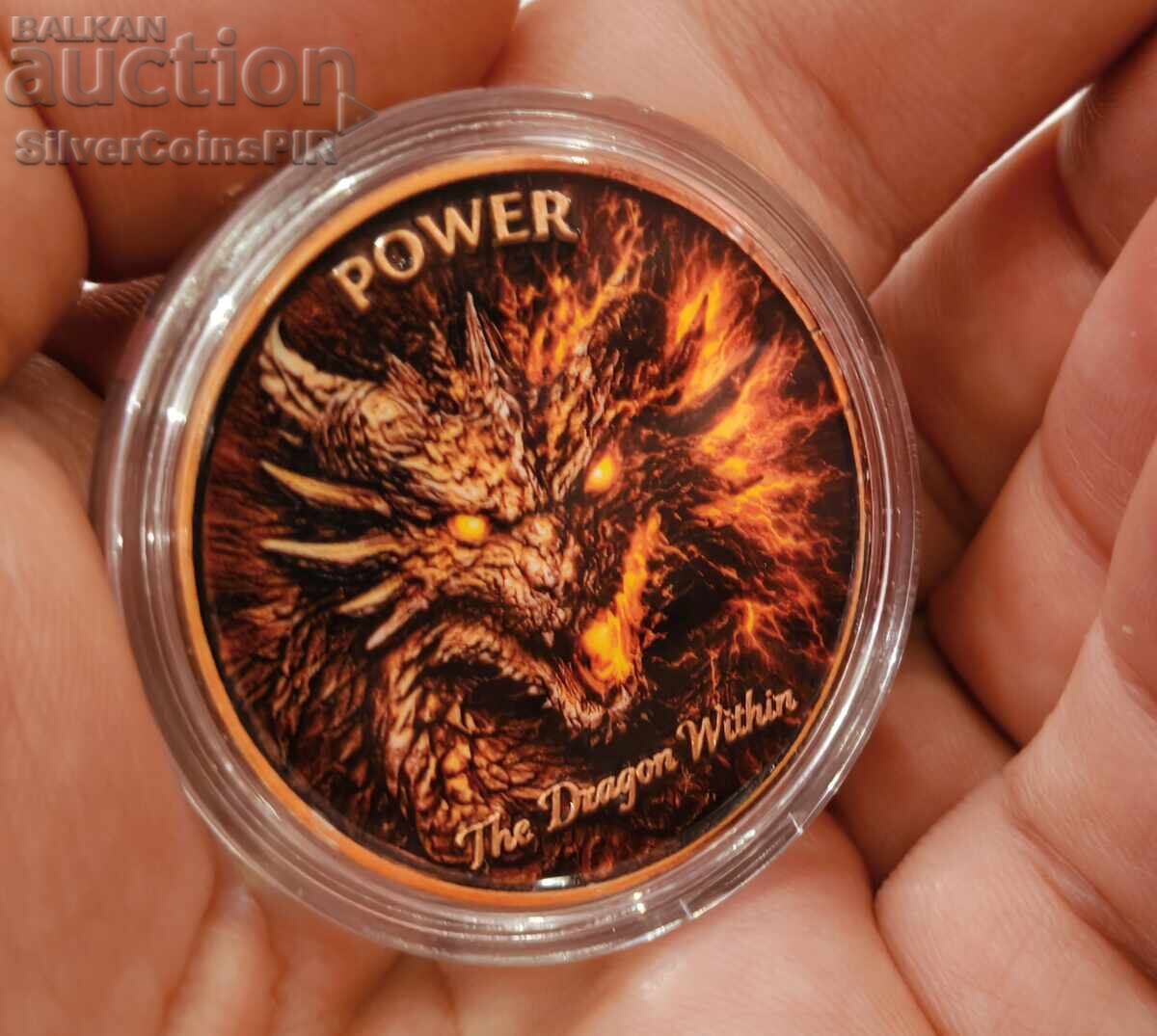 Мед 1 oz Драконът в Нас Сила Цветен Раунд / II - 7