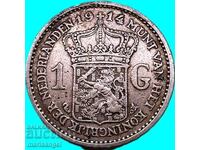 Netherlands 1 Gulden 1914 Wilhelmina 9.96g .945 silver fineness
