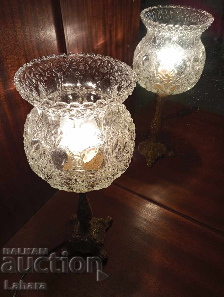 Antique bedside, table lamp bronze and glass - 6 Antique bedside, table lamp bronze and glass - 6