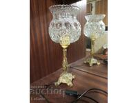 Antique bedside, table lamp bronze and glass