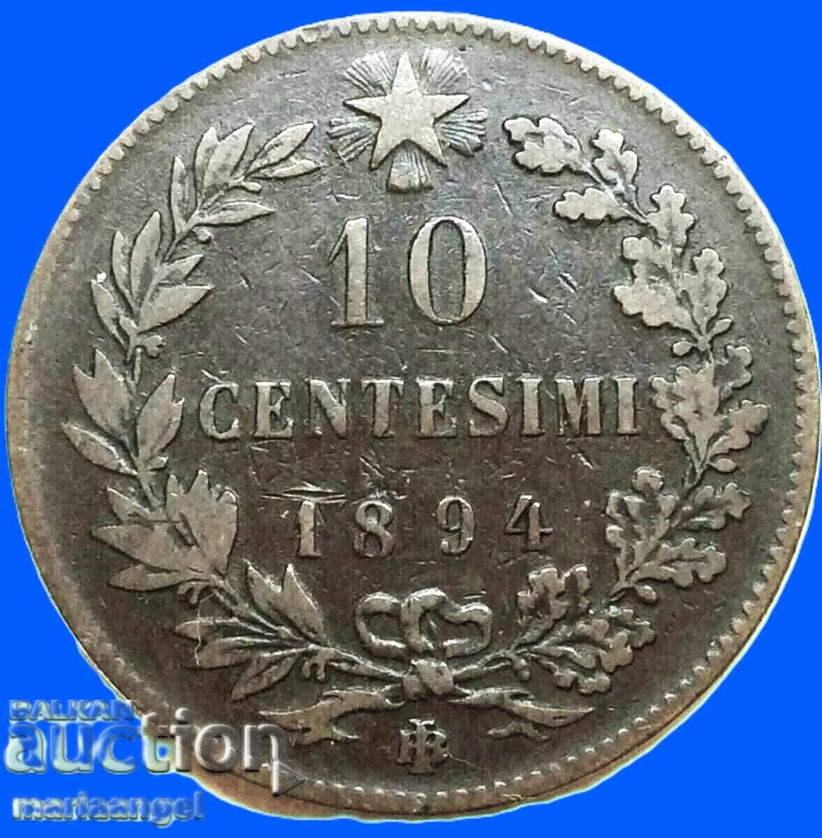 Italy - 10 centesimi 1894 Umberto I 30mm with price € 4.50 | 8.80 BGN