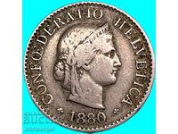 Швейцария 5 Рапен 1880 Хелвеция