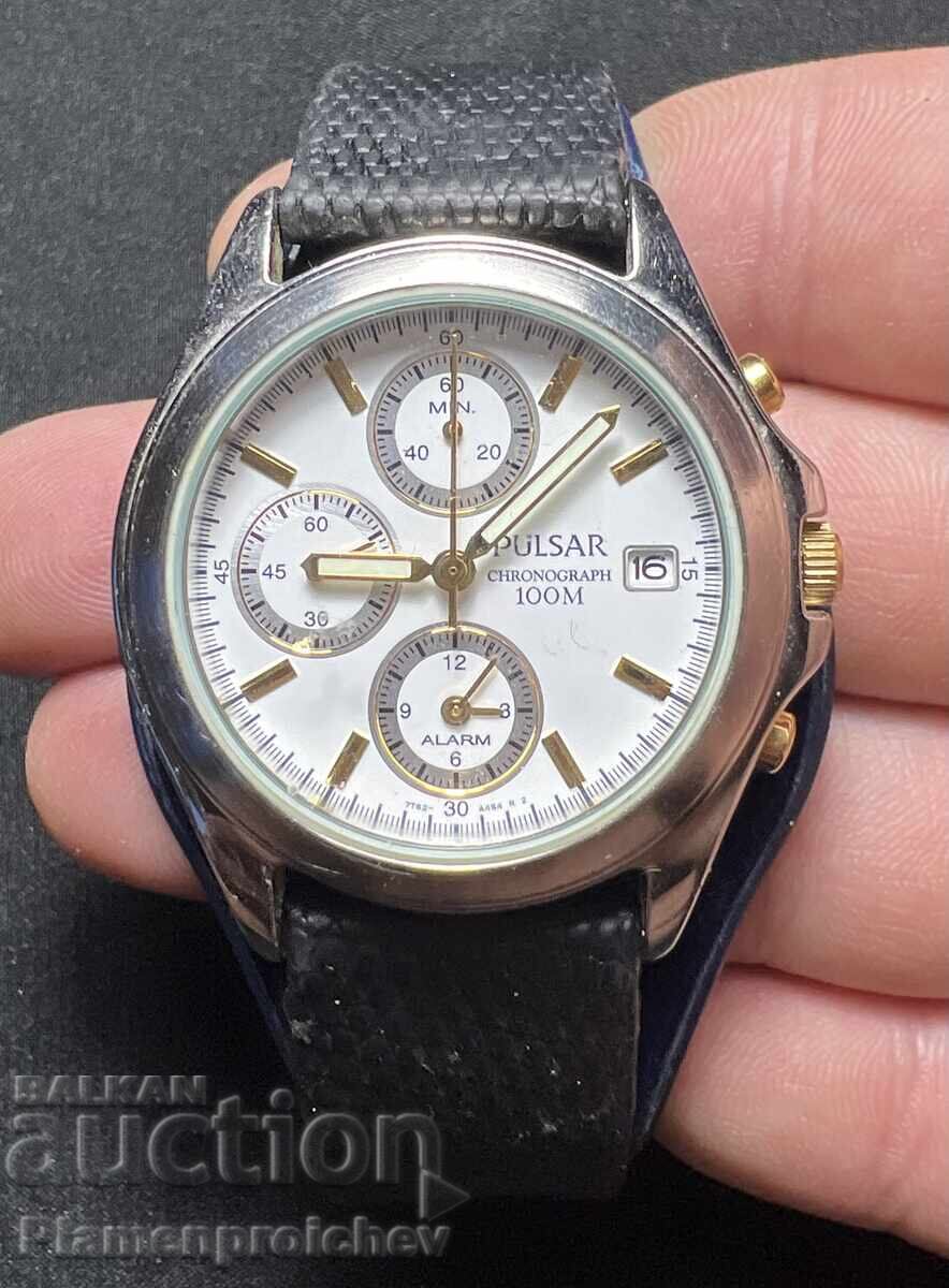 MEN'S PULSAR CHRONOGRAPH ALARM WATCH WORKING