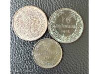 3 PIECES 5 AND 10 STOTINKI 1881