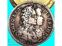 20 Grana 1716 Italy Tari Charles VI + Elizabeth silver