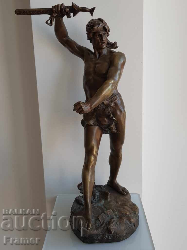 Henri Gauquié 1858-1927 Gallic chieftain Brennus bronze sculpture 1931 Henri Gauquié 1858-1927 Gallic chieftain Brennus bronze sculpture 1931