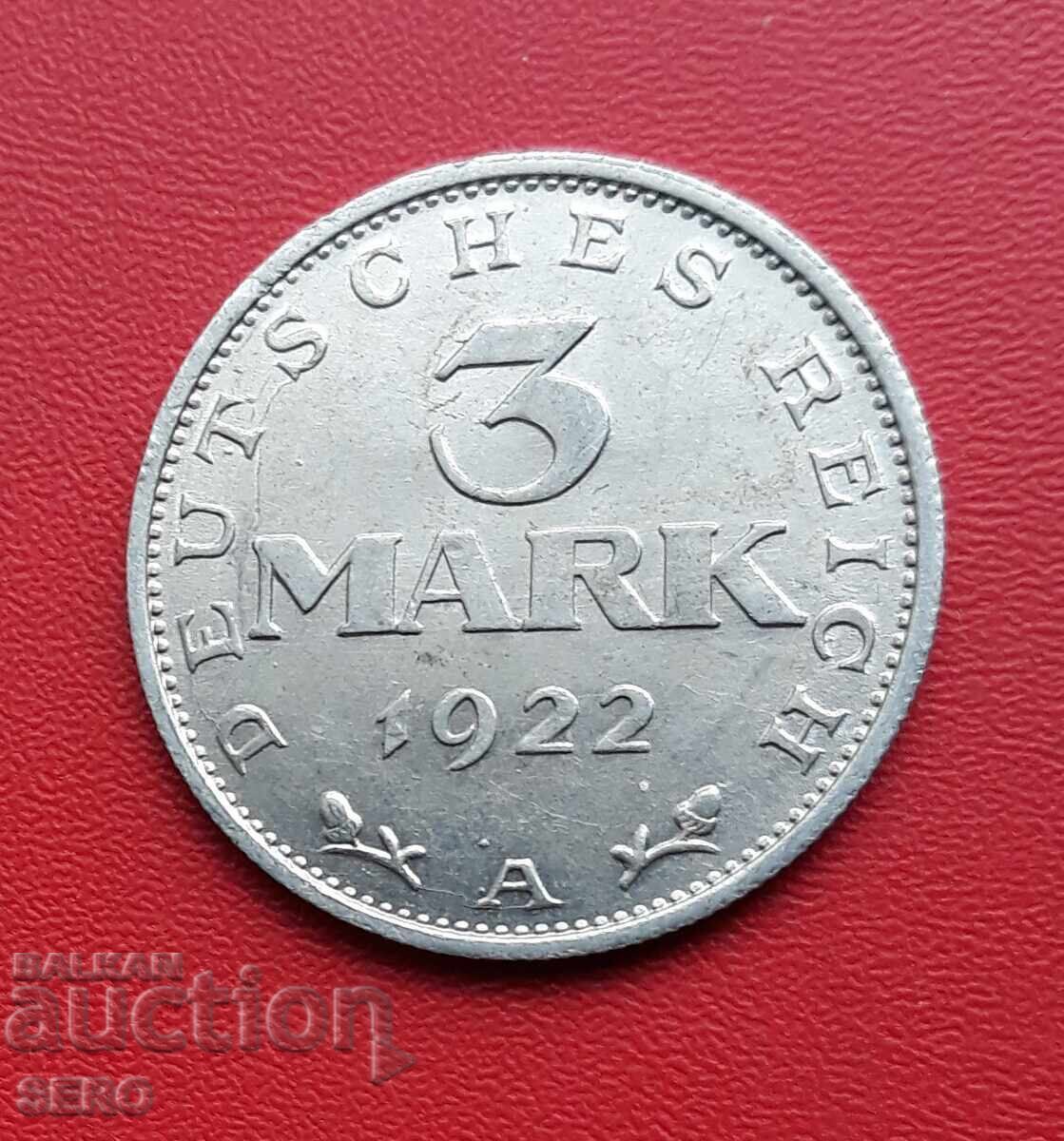 Германия-3 марки 1922 А-Берлин