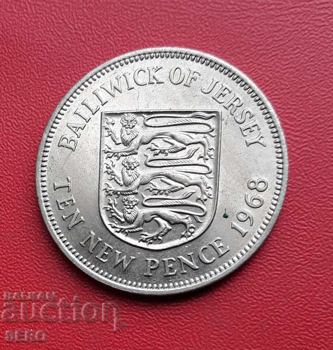 Jersey Island-10 new pence 1968