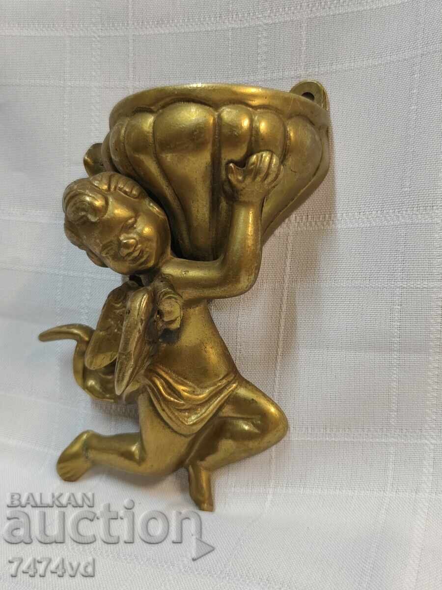 Auction  Authentic vintage holy water font with cherub