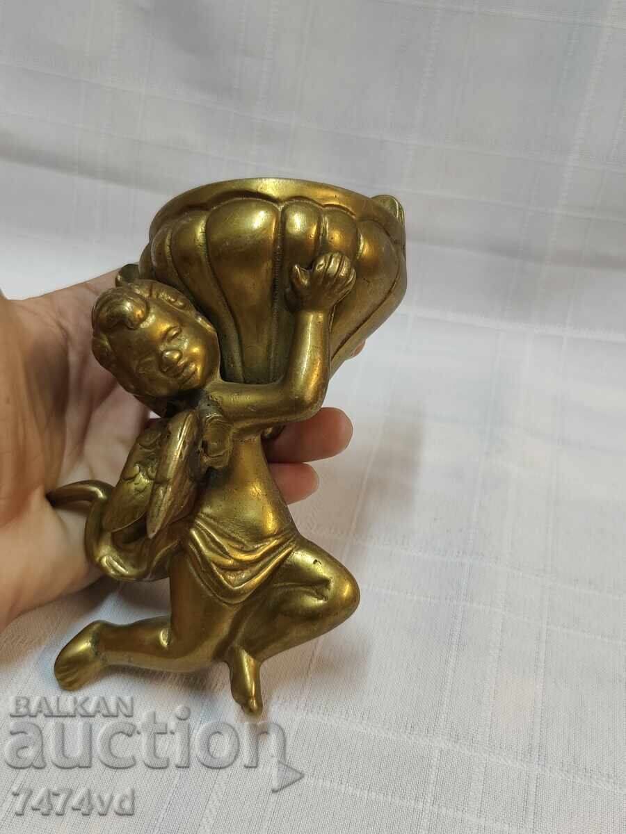 Authentic vintage holy water font with cherub - 6