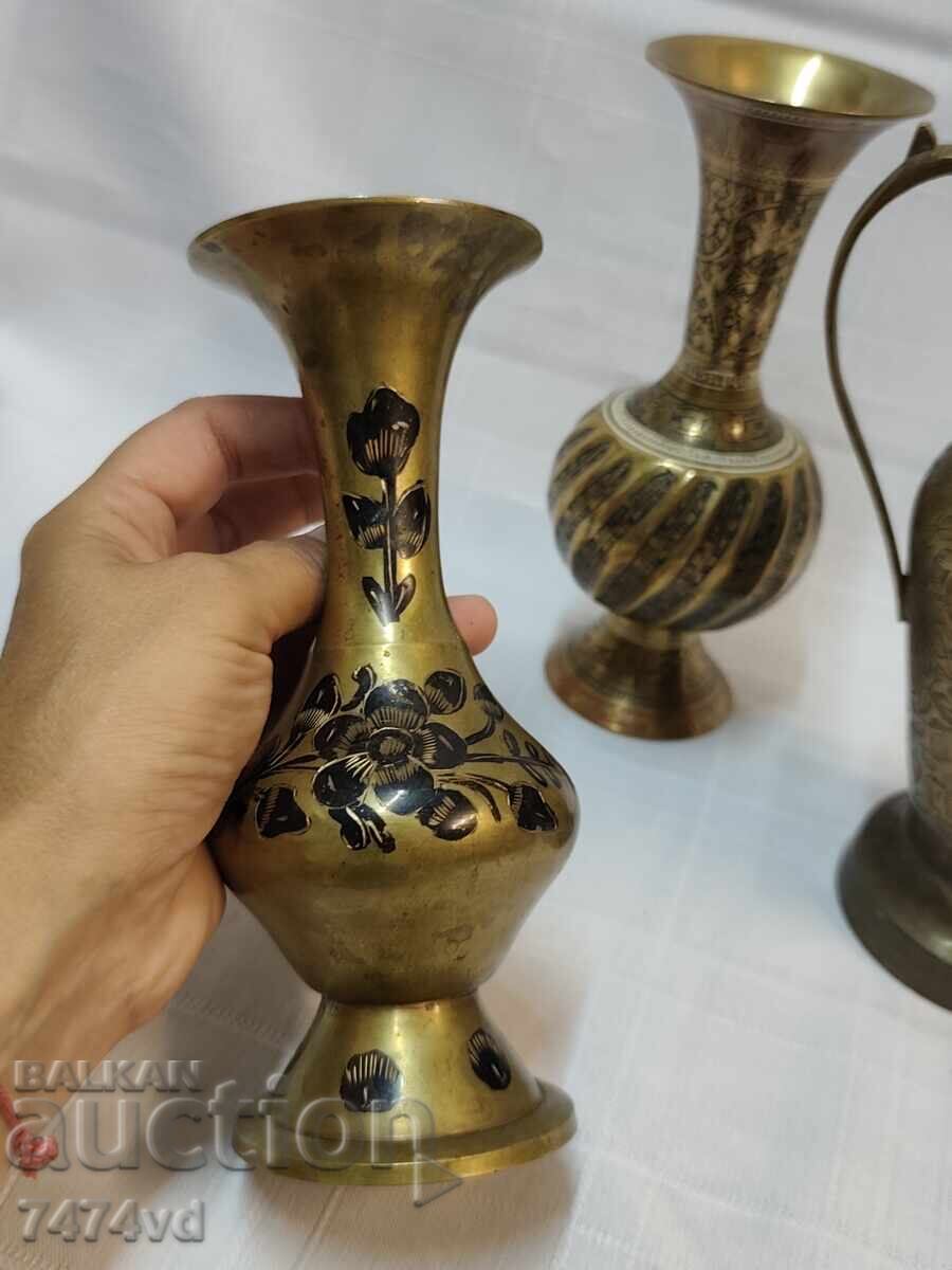 Σετ από τρεις αυθεντικές vintage κανάτες, βάζα από μασίφ ορείχαλκο - 6 Σετ από τρεις αυθεντικές vintage κανάτες, βάζα από μασίφ ορείχαλκο - 6