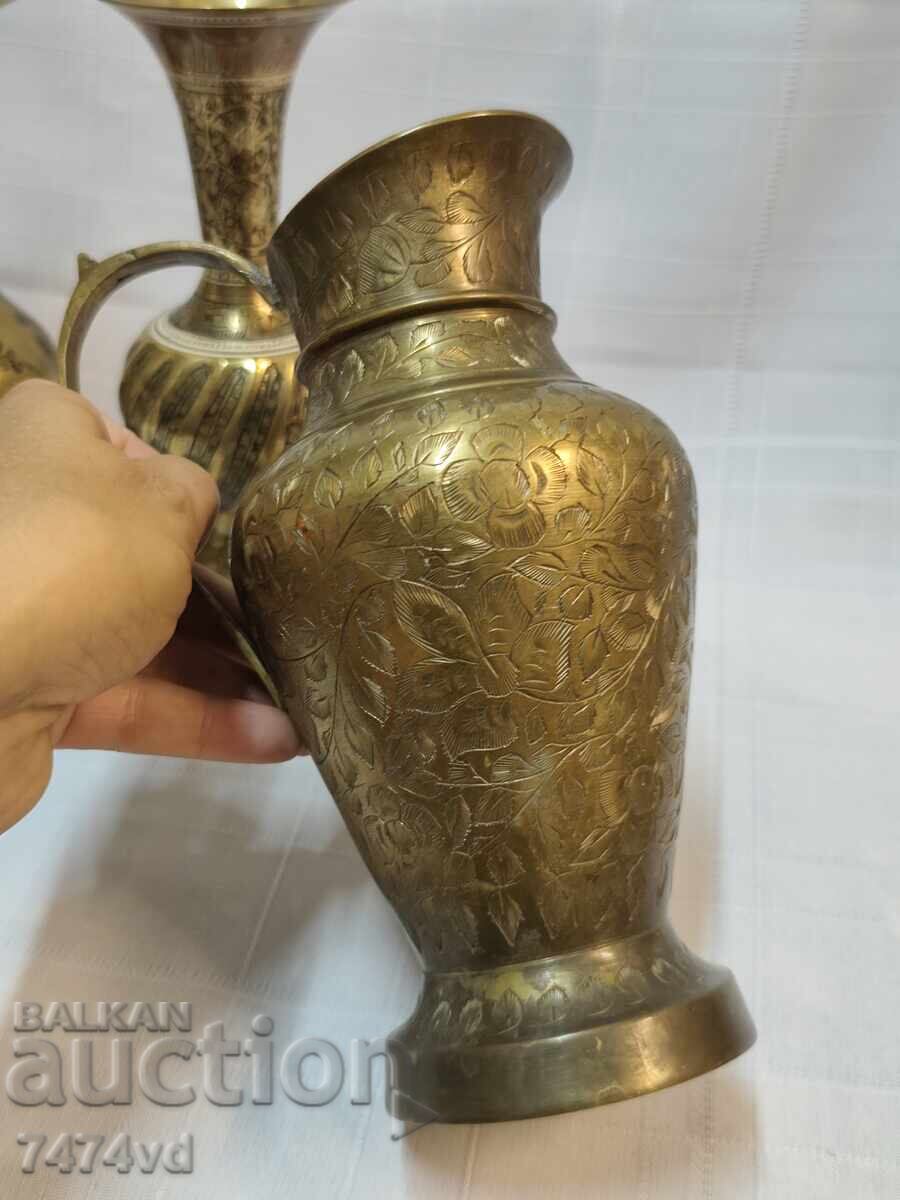 Σετ από τρεις αυθεντικές vintage κανάτες, βάζα από μασίφ ορείχαλκο - 7 Σετ από τρεις αυθεντικές vintage κανάτες, βάζα από μασίφ ορείχαλκο - 7