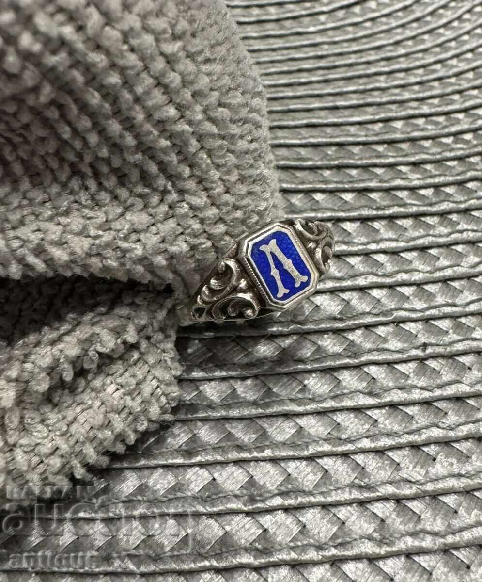 Levski Sofia - royal football silver enameled ring Levski Sofia - royal football silver enameled ring