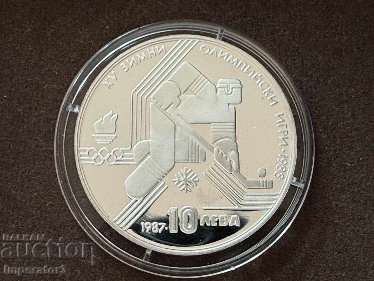 Сребърна монета 10 лева 1987 хокей олимпийски игри N2 Сребърна монета 10 лева 1987 хокей олимпийски игри N2