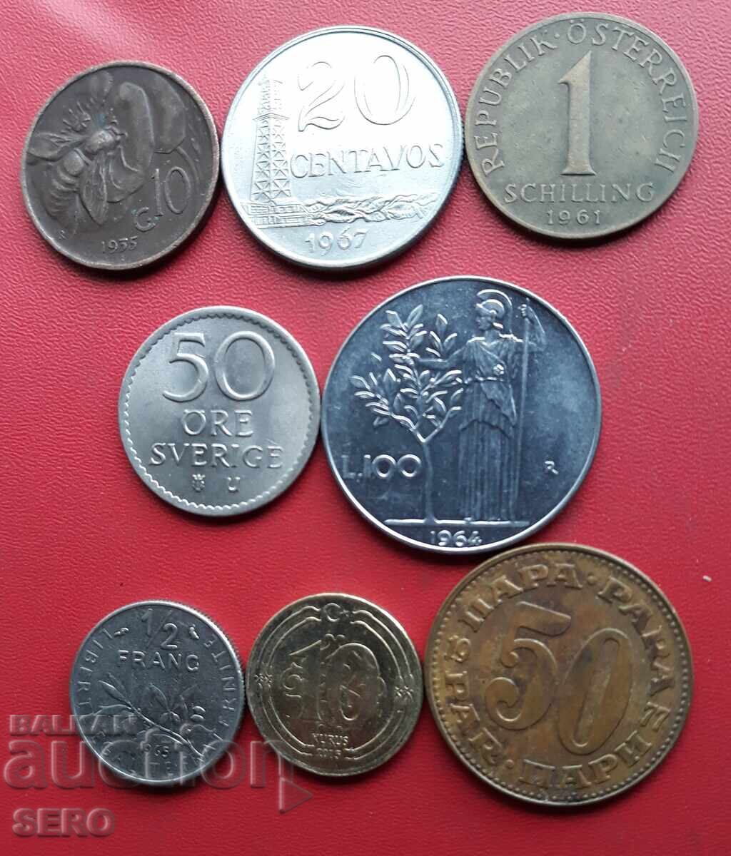 Lot mixt de 8 monede