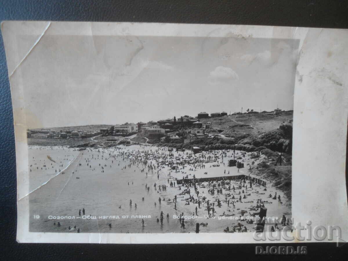 19. Sozopol - General view of the beach, Old postcard