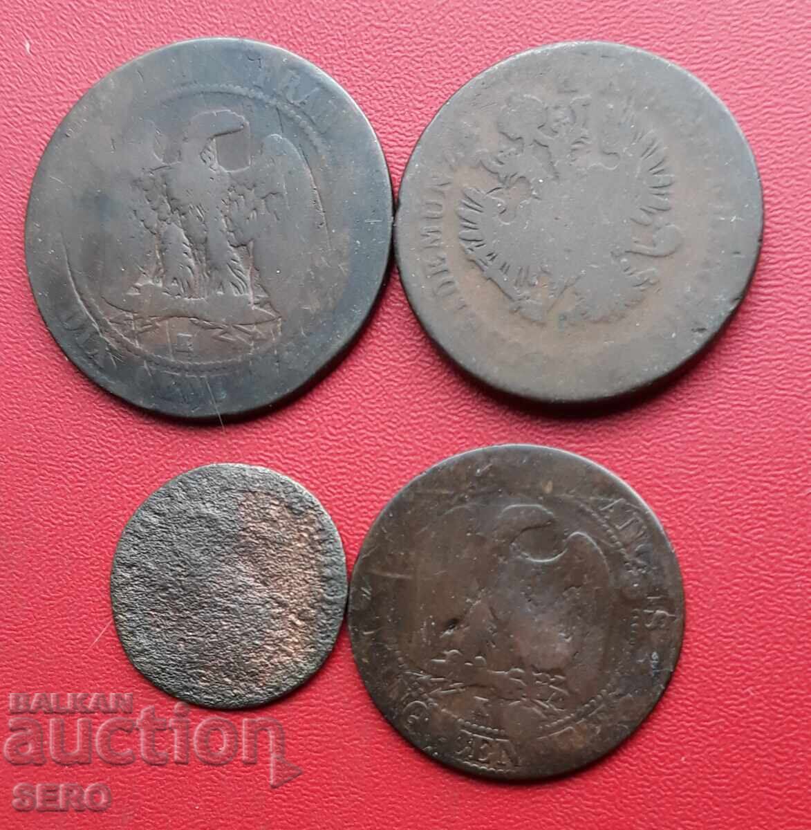Западна Европа-лот 4 много лошо запазени медни монети с цена € 0.30 | 0.59 лв. Западна Европа-лот 4 много лошо запазени медни монети с цена € 0.30 | 0.59 лв.