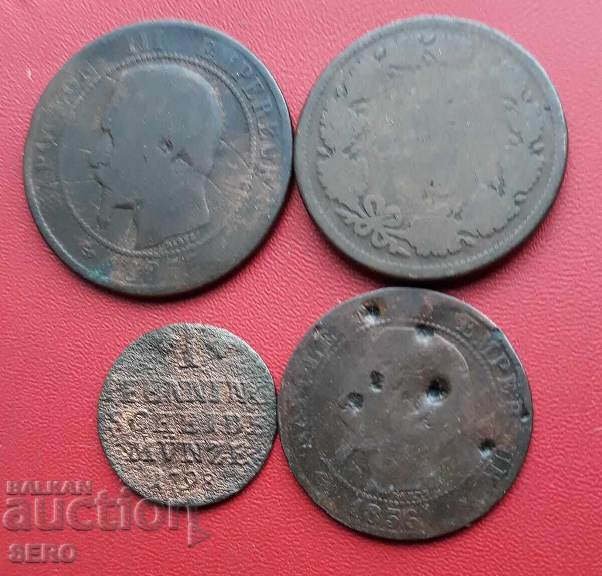 Западна Европа-лот 4 много лошо запазени медни монети Западна Европа-лот 4 много лошо запазени медни монети
