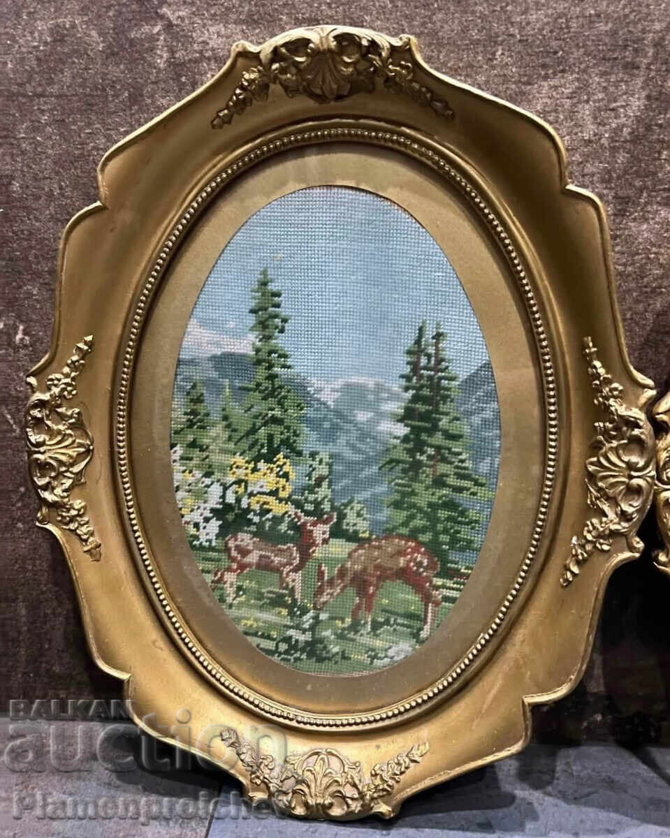 2 PIECES TAPESTRY IN PERFECT OLD PLASTER FRAME with price € 0.01 | 0.02 BGN 2 PIECES TAPESTRY IN PERFECT OLD PLASTER FRAME with price € 0.01 | 0.02 BGN