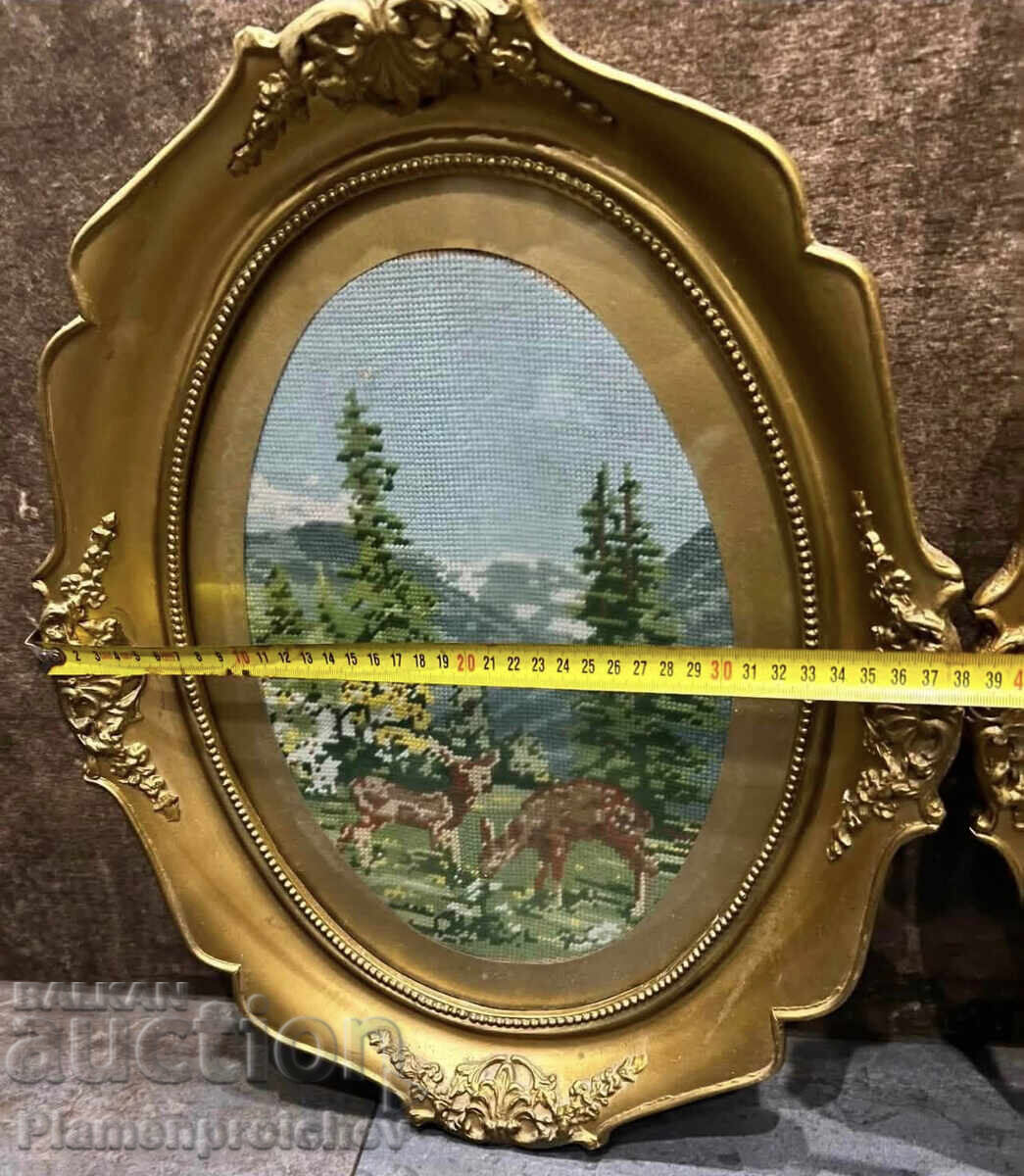 Delivery of 2 PIECES TAPESTRY IN PERFECT OLD PLASTER FRAME Delivery of 2 PIECES TAPESTRY IN PERFECT OLD PLASTER FRAME