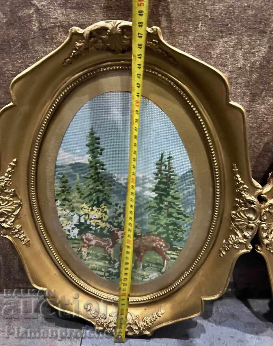 2 PIECES TAPESTRY IN PERFECT OLD PLASTER FRAME - 5 2 PIECES TAPESTRY IN PERFECT OLD PLASTER FRAME - 5