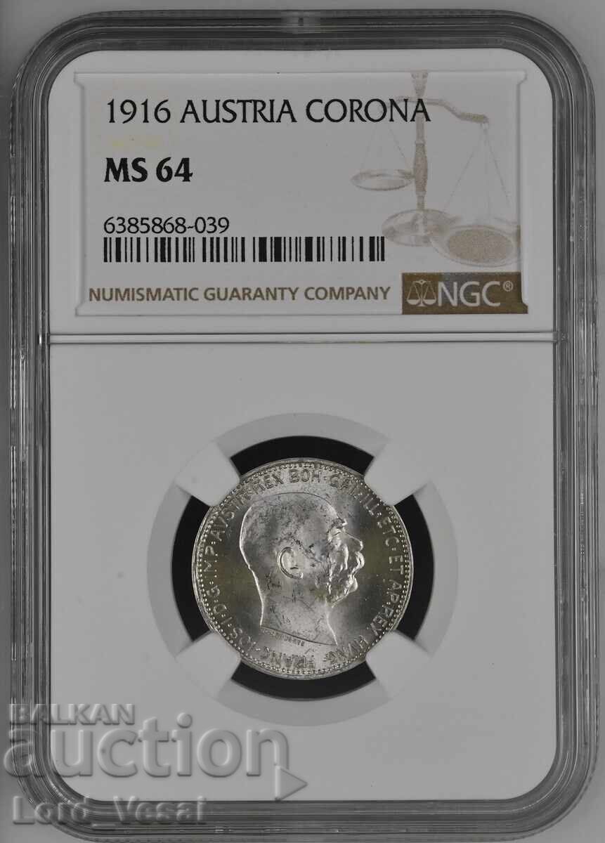 Австрийска империя 1 Крона 1916 NGC MS 64 Австрийска империя 1 Крона 1916 NGC MS 64