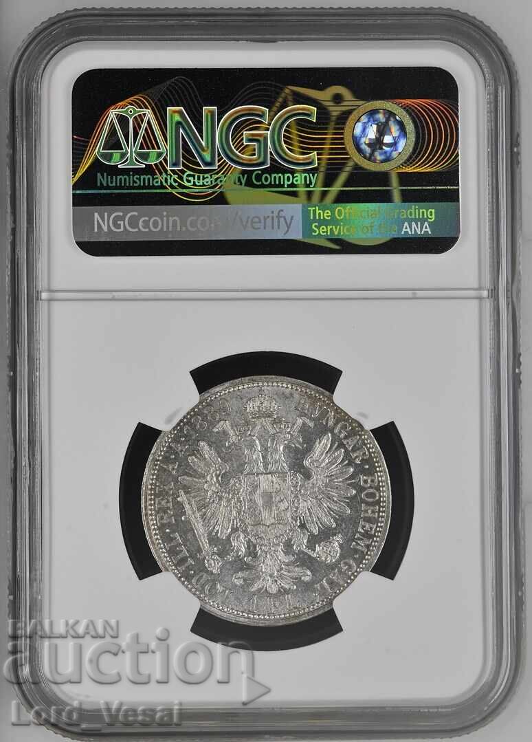 Austrian Empire 1 Florin 1889 NGC MS 63 with price € 130.00 | 254.26 BGN Austrian Empire 1 Florin 1889 NGC MS 63 with price € 130.00 | 254.26 BGN