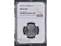 Австрийска империя 1 Kройцер 1816 A NGC MS 65 BN