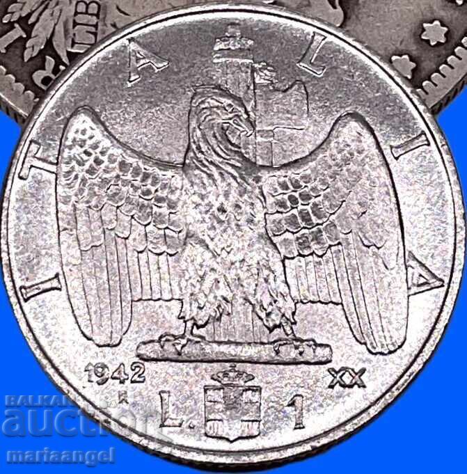 1 лира 1942 Италия Виктор Емануил III фашистски Орел - 7 1 лира 1942 Италия Виктор Емануил III фашистски Орел - 7