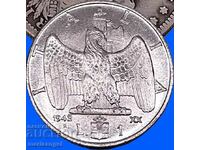 1 лира 1942 Италия Виктор Емануил III  фашистски Орел