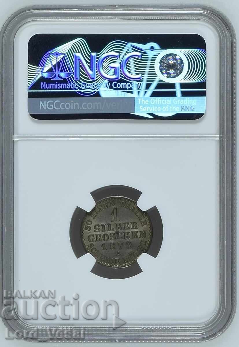 Kingdom of Prussia 1 silver groschen 1873 A NGC MS 64 with price € 90.00 | 176.03 BGN Kingdom of Prussia 1 silver groschen 1873 A NGC MS 64 with price € 90.00 | 176.03 BGN
