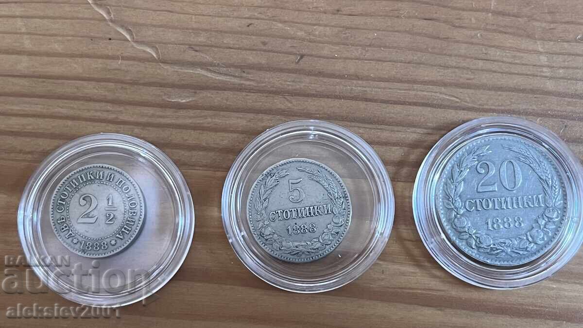 Lot de monede din anul 1888 (2 1/2, 5 și 20 stotinki) Lot de monede din anul 1888 (2 1/2, 5 și 20 stotinki)