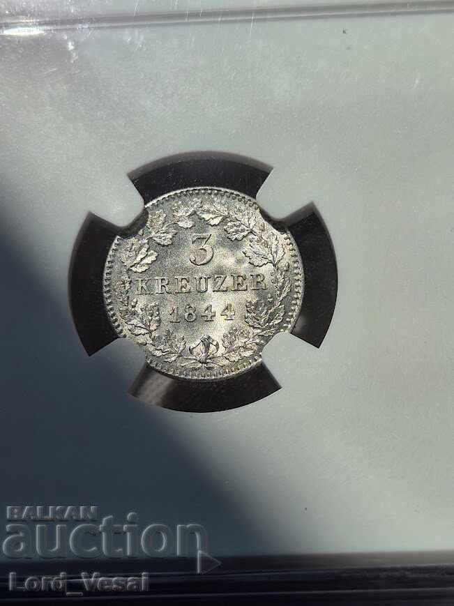 Delivery of Kingdom of Bavaria 3 Kreuzer 1844 NGC MS 66 Delivery of Kingdom of Bavaria 3 Kreuzer 1844 NGC MS 66