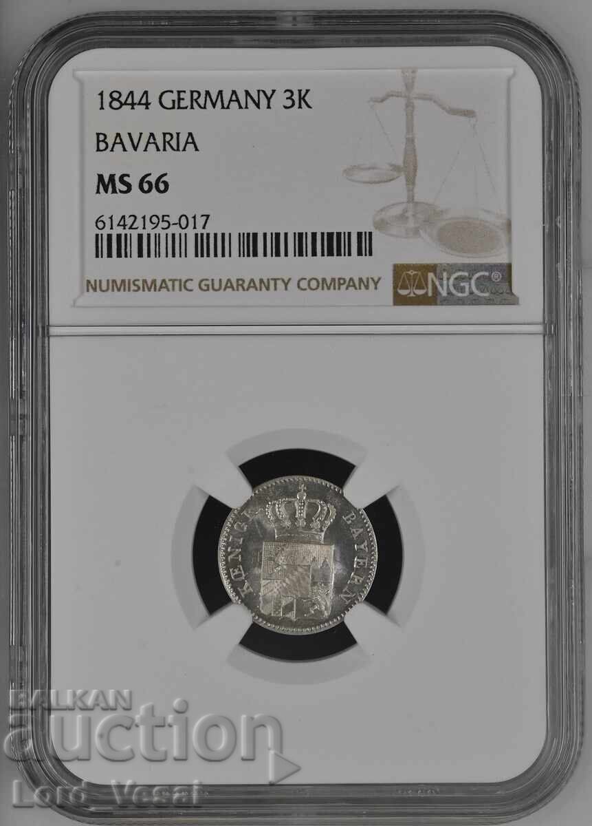 Kingdom of Bavaria 3 Kreuzer 1844 NGC MS 66 Kingdom of Bavaria 3 Kreuzer 1844 NGC MS 66