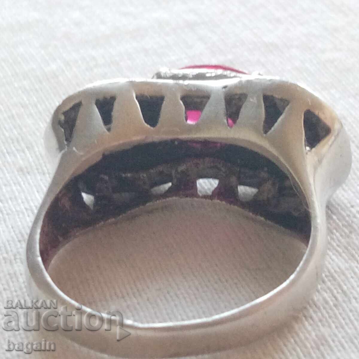 Auction  Unique ruby ring. Silver