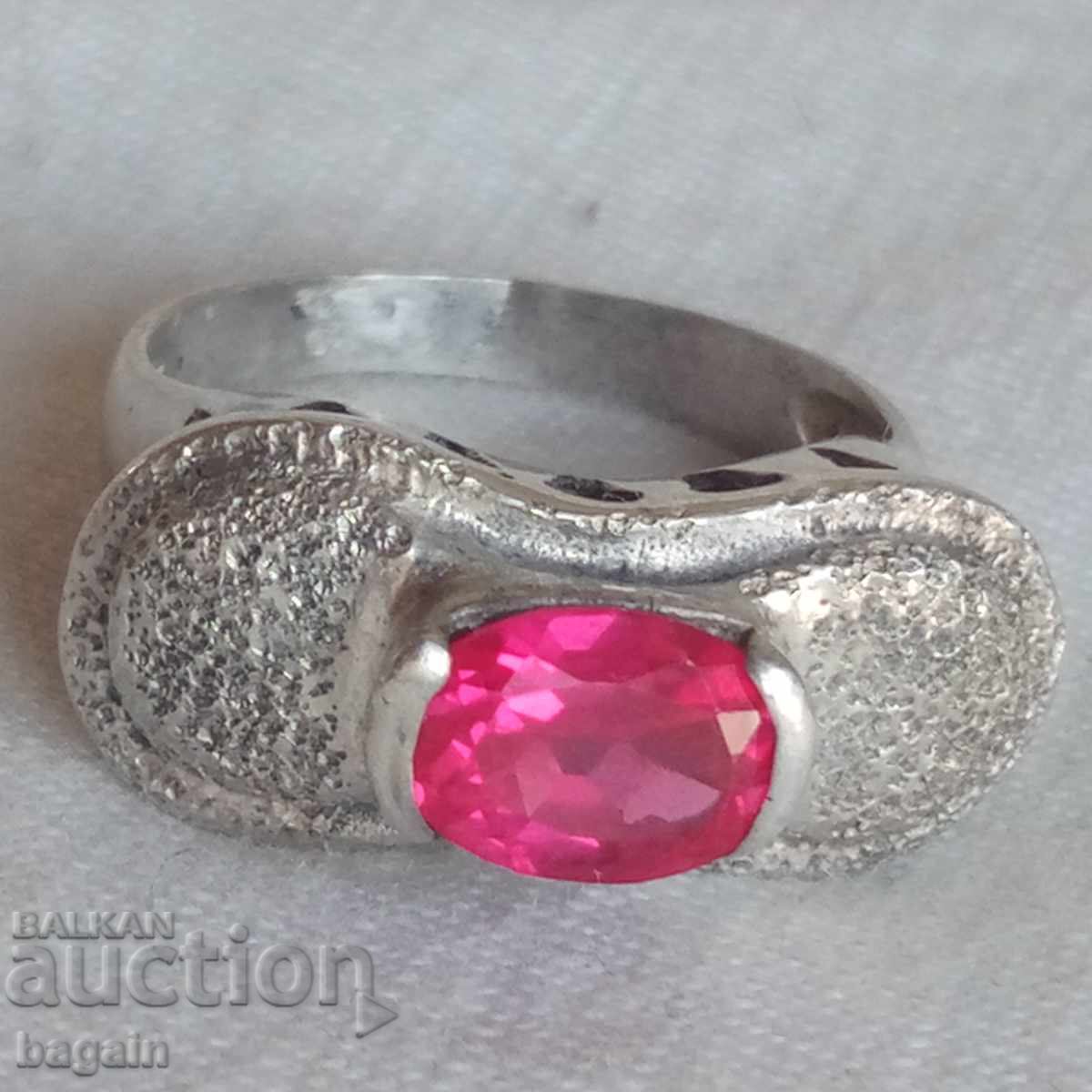 Unique ruby ring. Silver