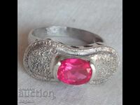 Unique ruby ring. Silver