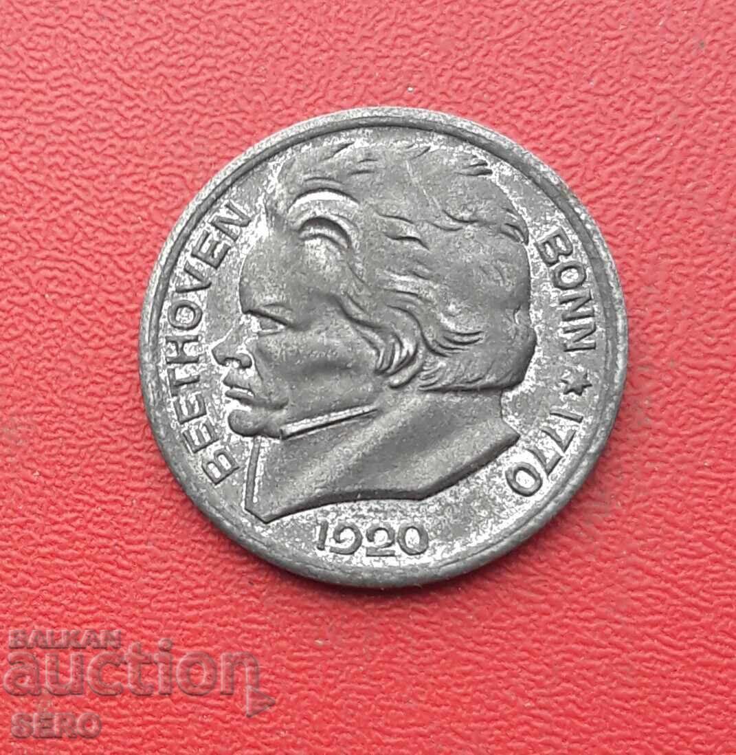 Германия-С.Рейн-Вестф.-Бон-10 пф.1920-Бетховен-отл.запазена с цена € 3.00 | 5.87 лв. Германия-С.Рейн-Вестф.-Бон-10 пф.1920-Бетховен-отл.запазена с цена € 3.00 | 5.87 лв.