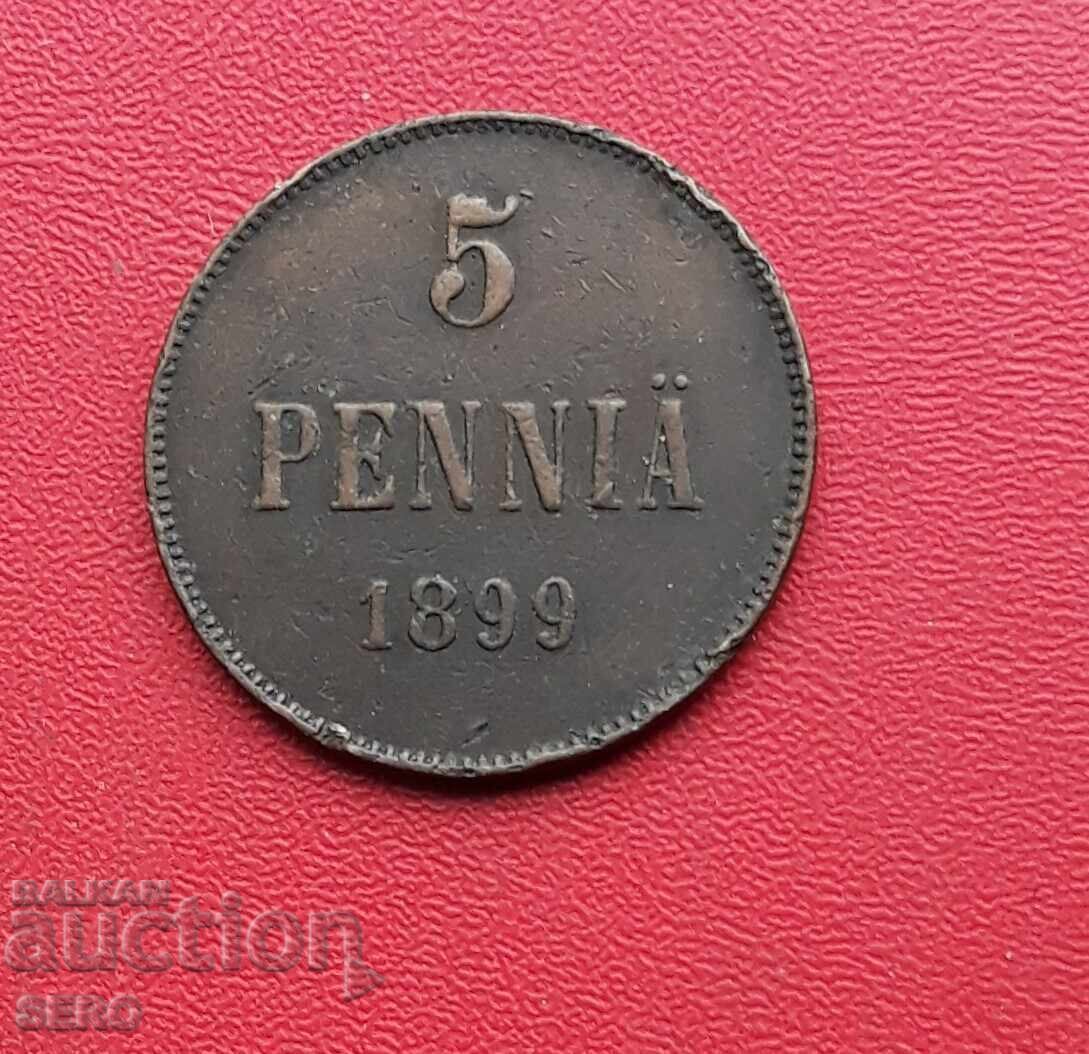 Rusia/pentru Finlanda/ 5 peni 1899 - an rar