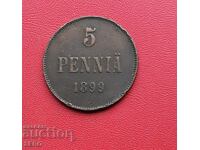 Русия/за Финландия/ 5 пени 1899-рядка година