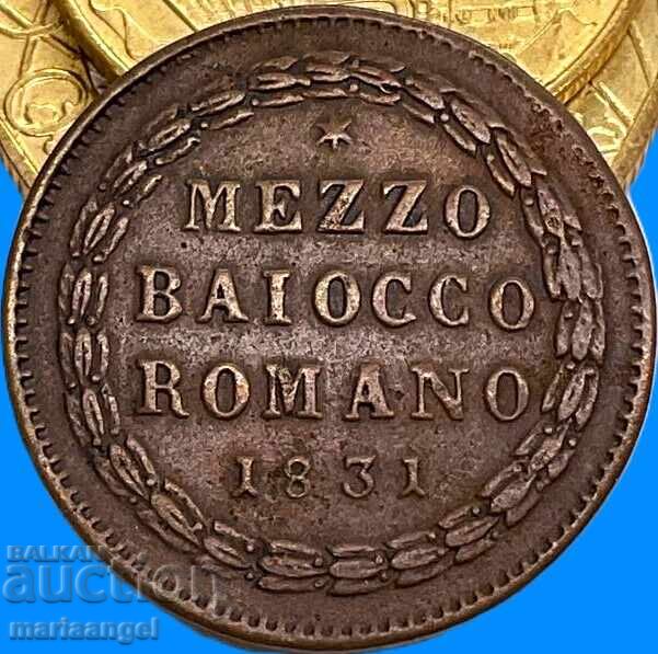 Аукцион Ватикан мецо байоко 1831 Григори XVI 1831-1846 5,27г медна Аукцион Ватикан мецо байоко 1831 Григори XVI 1831-1846 5,27г медна