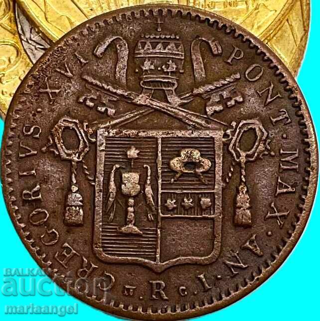 Доставка на Ватикан мецо байоко 1831 Григори XVI 1831-1846 5,27г медна Доставка на Ватикан мецо байоко 1831 Григори XVI 1831-1846 5,27г медна